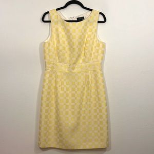 Tahari ASL yellow and white patterned Sheath Dress Size 10, never worn